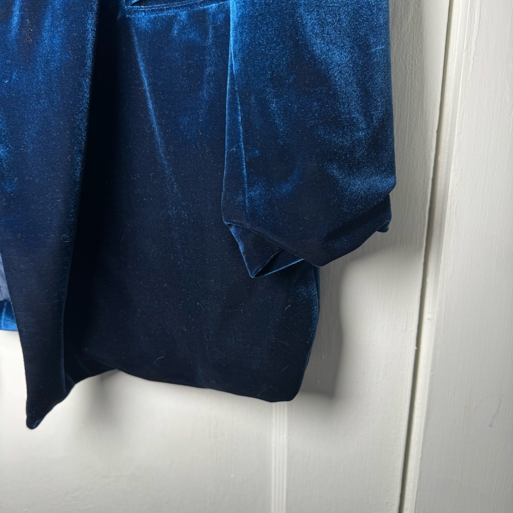 Forever 21 Oversized Velvet Blazer Jacket Blue Cocktail Medium - Picture 8 of 14